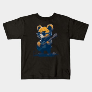 Bear Playing Guitar Kids T-Shirt